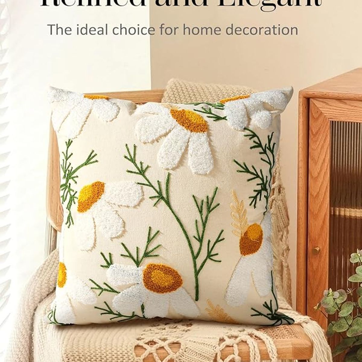 TIOZONEY - Funda de almohada bordada18 x 18 pulgadas