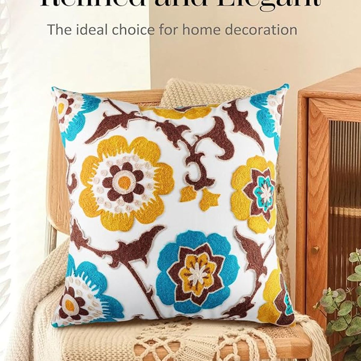 TIOZONEY - Funda de almohada bordada18 x 18 pulgadas