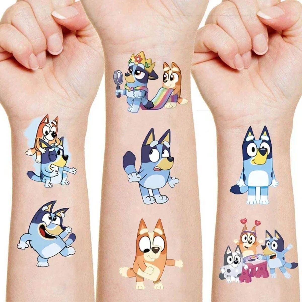 TIOZONEY - Bluey-8 pcs pegatina de tatuaje de dibujos animados para niños