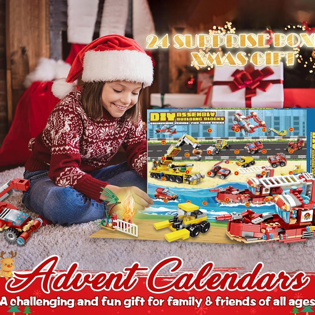 TIOZONEY - Calendario de Adviento vehículos de construcción de bloques