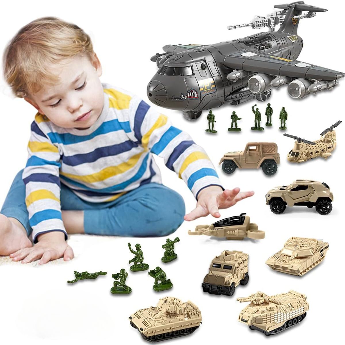 TIOZONEY - Juguetes de avión extraíbles - 8 coches + mapas