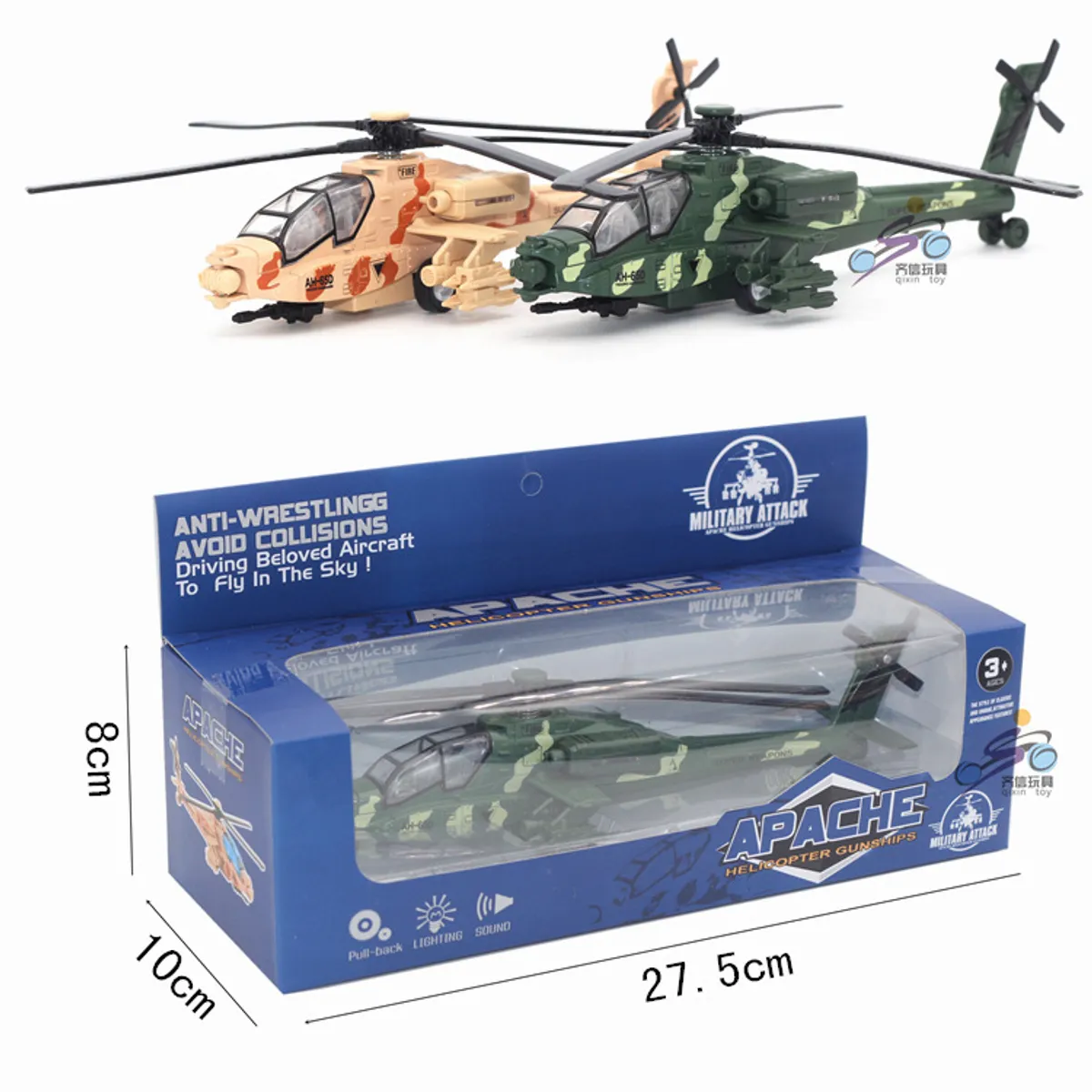 TIOZONEY - Helicóptero de juguete Apache