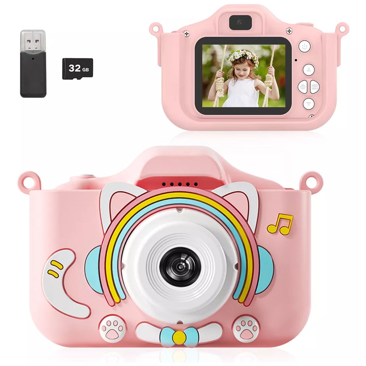 TIOZONEY - Cámara Digital Hd Para Niños Juguete Foto Video Con 32gb Sd