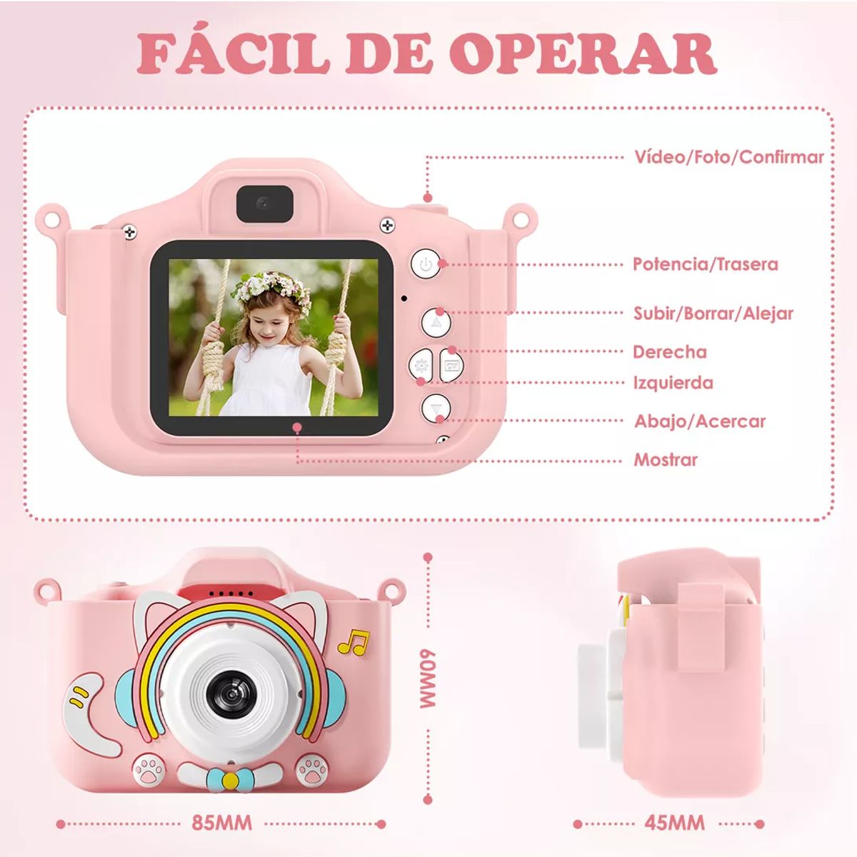 TIOZONEY - Cámara Digital Hd Para Niños Juguete Foto Video Con 32gb Sd