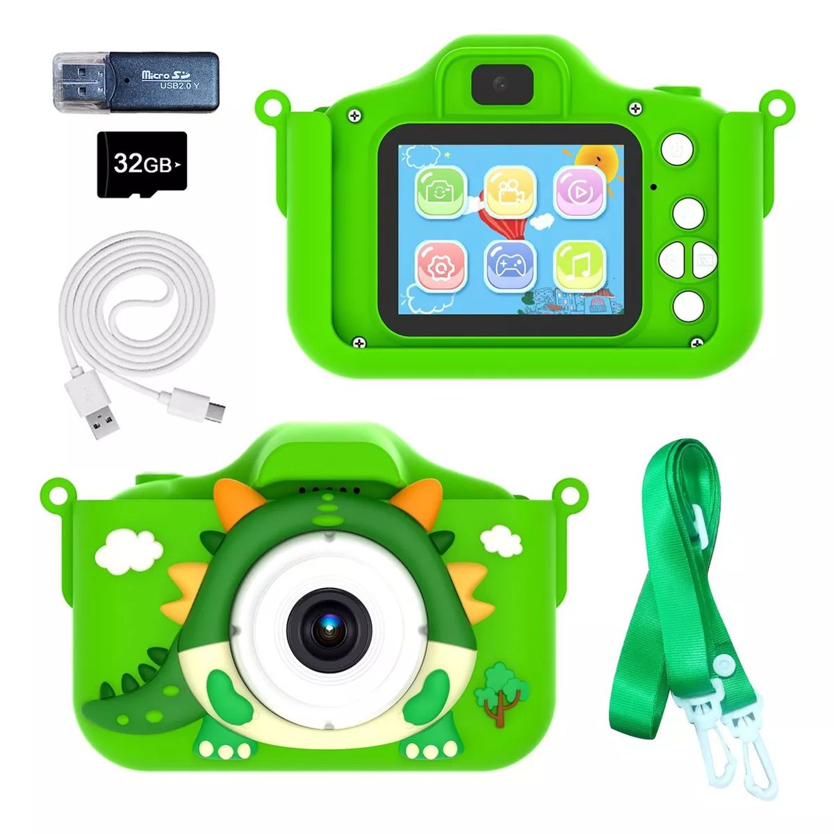 TIOZONEY - Cámara Digital Hd Para Niños Juguete Foto Video Con 32gb Sd