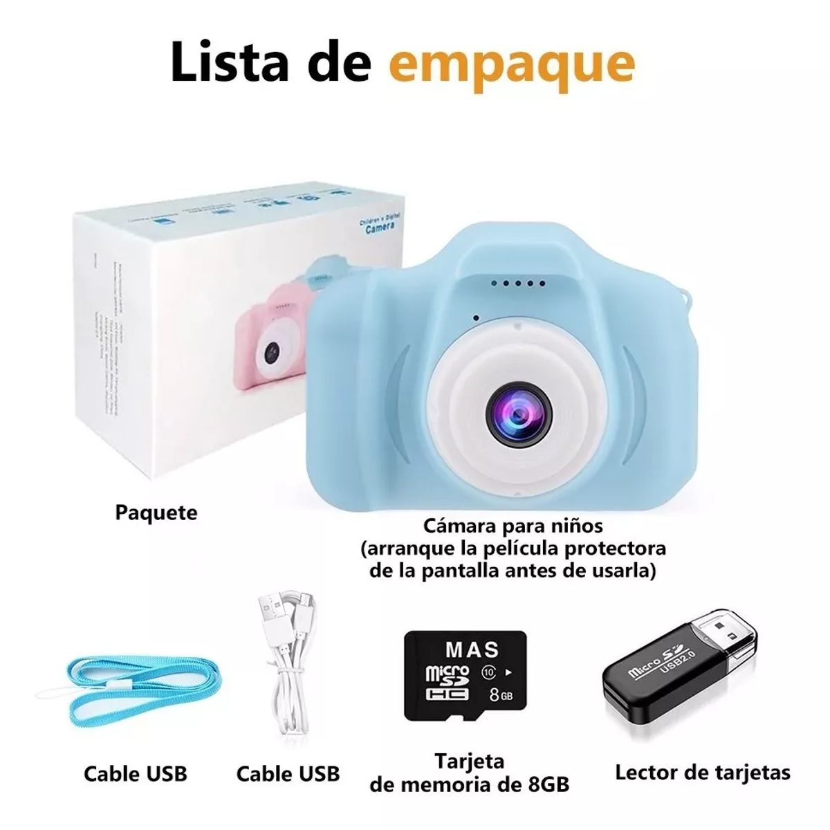 TIOZONEY - Cámara Digital Hd Para Niños Juguete Foto Video Con 32gb Sd