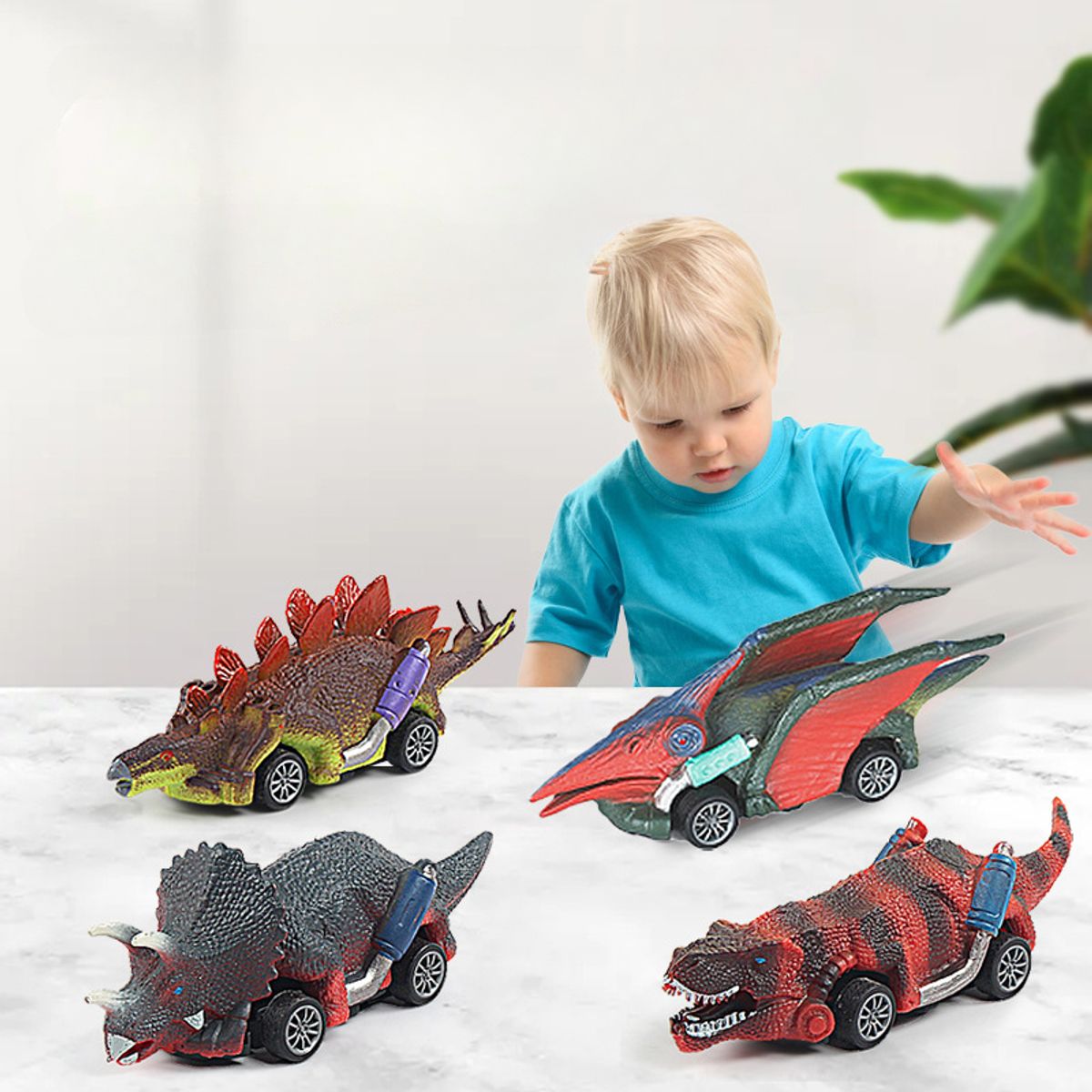 TIOZONEY - 6 pcs coches de dinosaurios