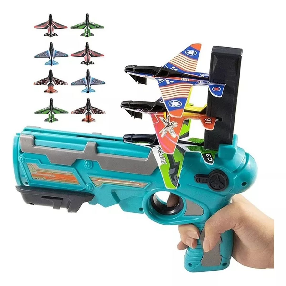 TIOZONEY - 8 pcs Avión Juguete Niños Juego Disparos Al Aire Libre