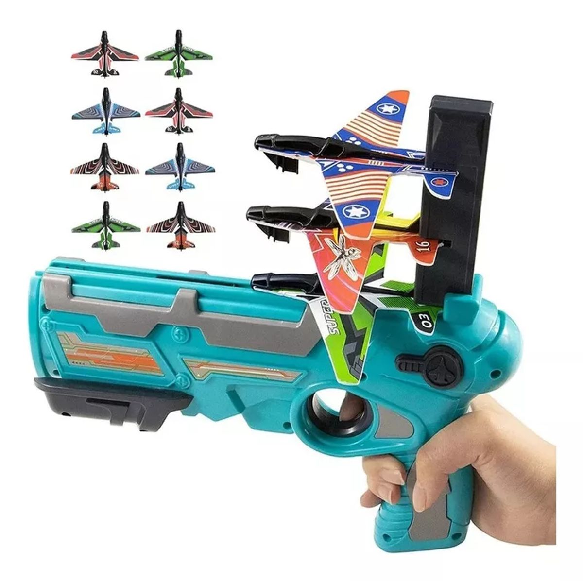 TIOZONEY - 8 pcs Avión Juguete Niños Juego Disparos Al Aire Libre