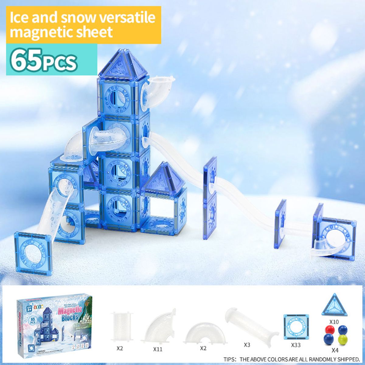 TIOZONEY - 65pcs Juego de bloques magnéticos