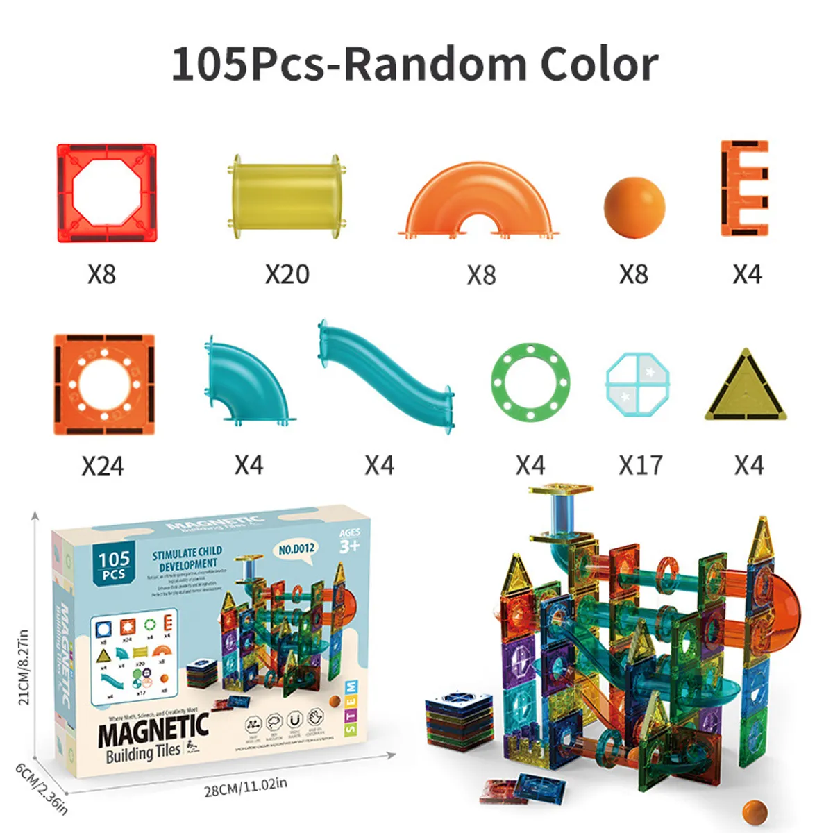 TIOZONEY - 105pcs Juego de bloques magnéticos