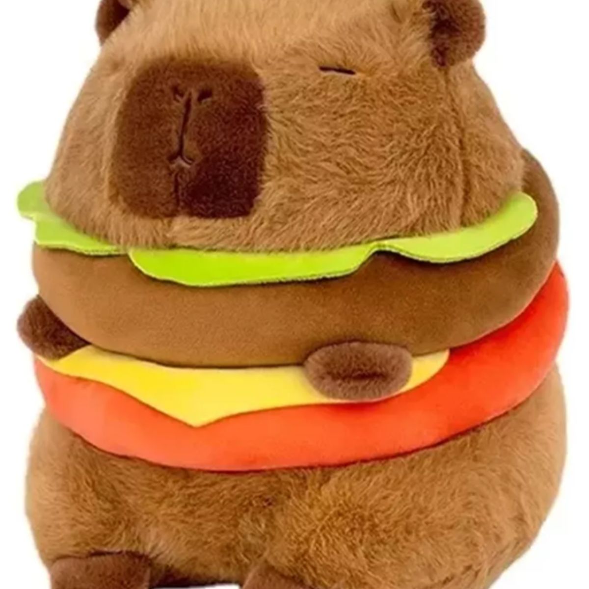 TIOZONEY - Peluche Capibara Hamburguesa Café Suave Y Esponjoso-