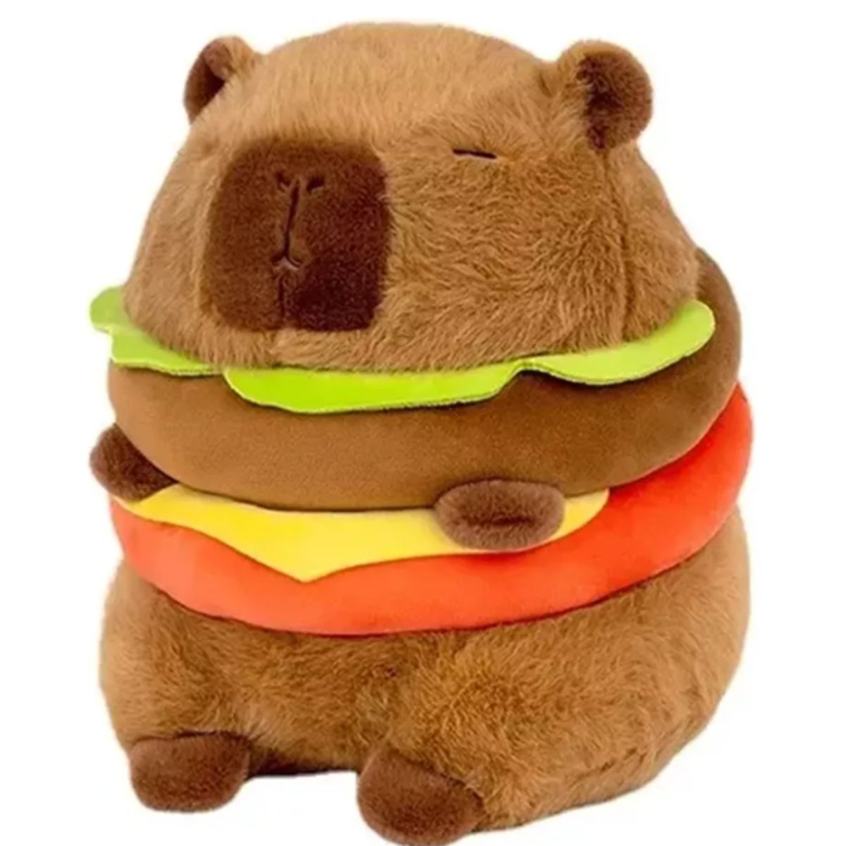 TIOZONEY - Peluche Capibara Hamburguesa Café Suave Y Esponjoso-