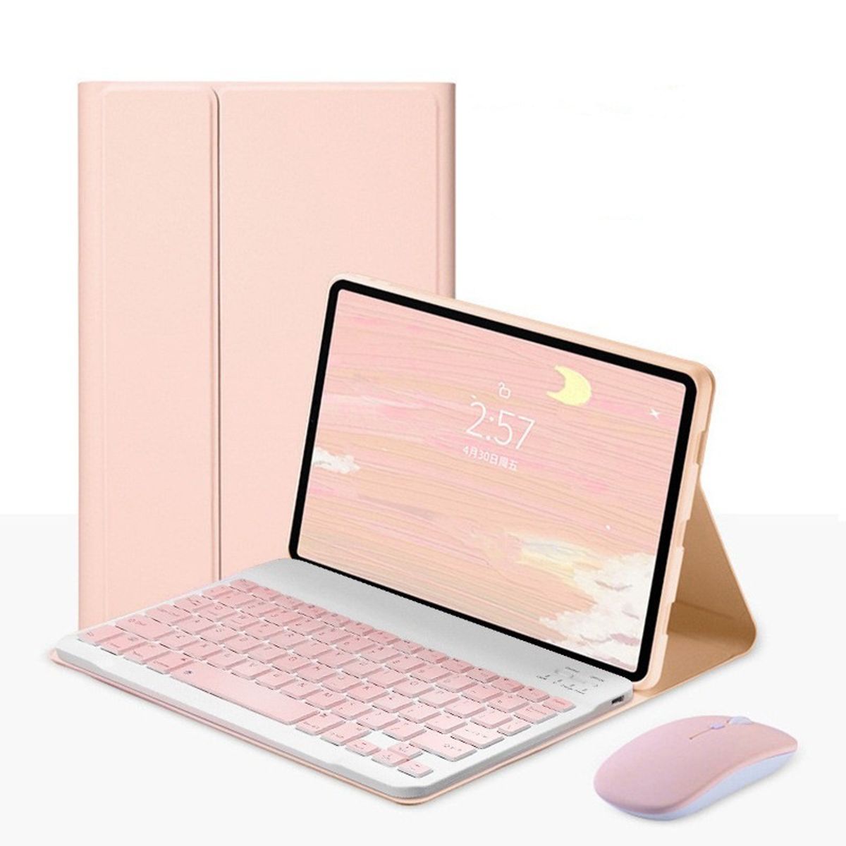 TIOZONEY - Funda para iPad 9 8 o 7 con teclado y mouse- Rosa