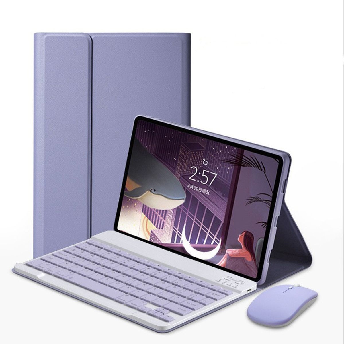 TIOZONEY - Funda para iPad 9 8 o 7 con teclado y mouse- Morado