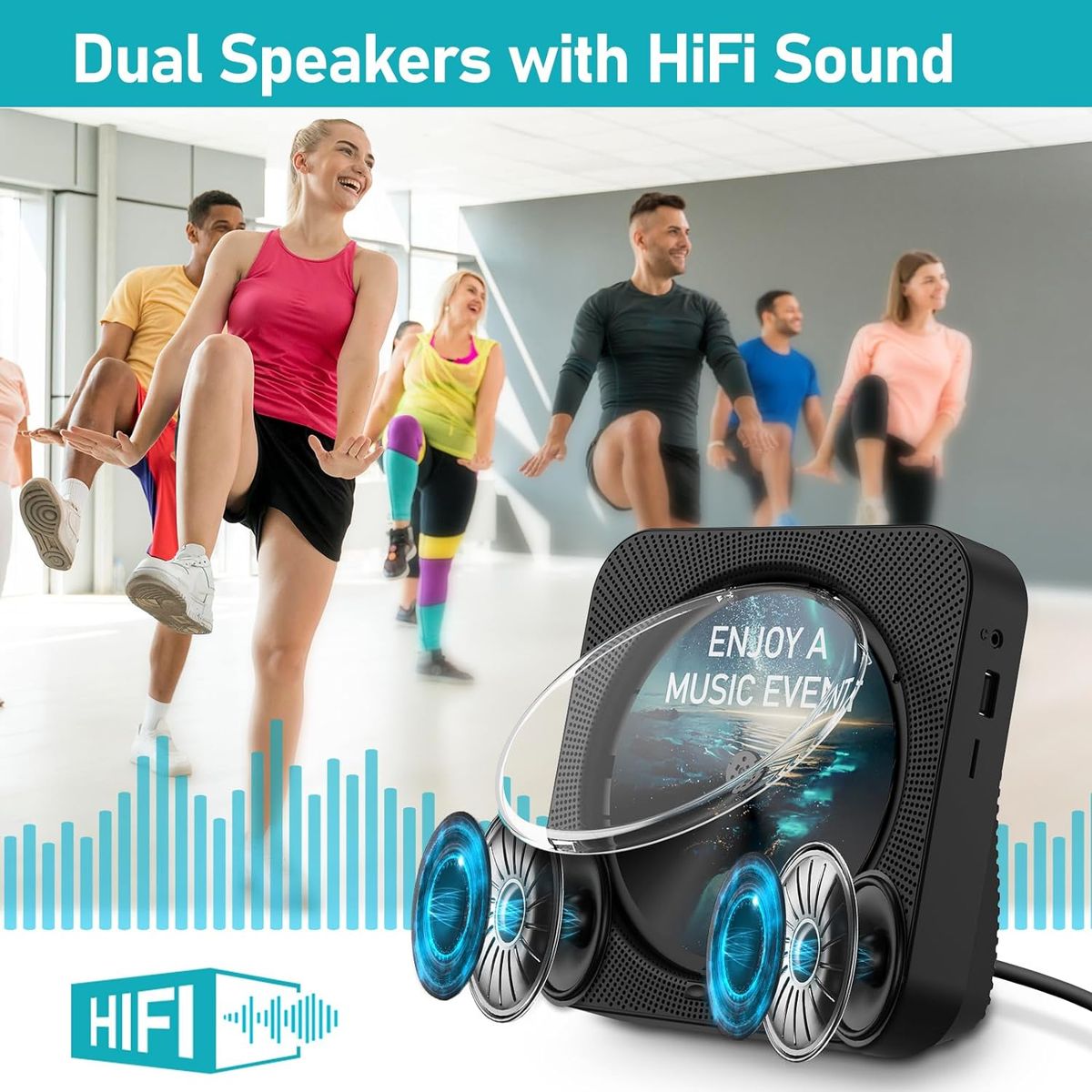 TIOZONEY - Reproductor de CD Bluetooth Pantalla LED