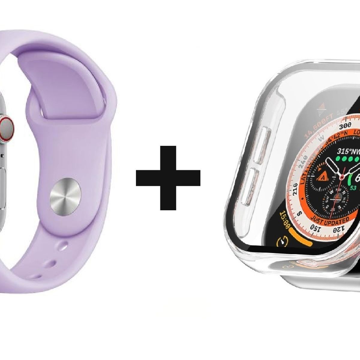 GENERICO - CORREAS SILICONA LILA 38MM + BUMPER TRANSPARENTE PARA APPLE WATCH