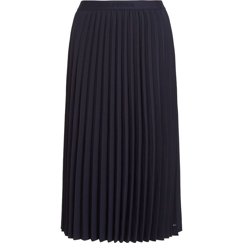 TOMMY HILFIGER - FALDA FLUID TWILL PLEATED MIDI SKIRT