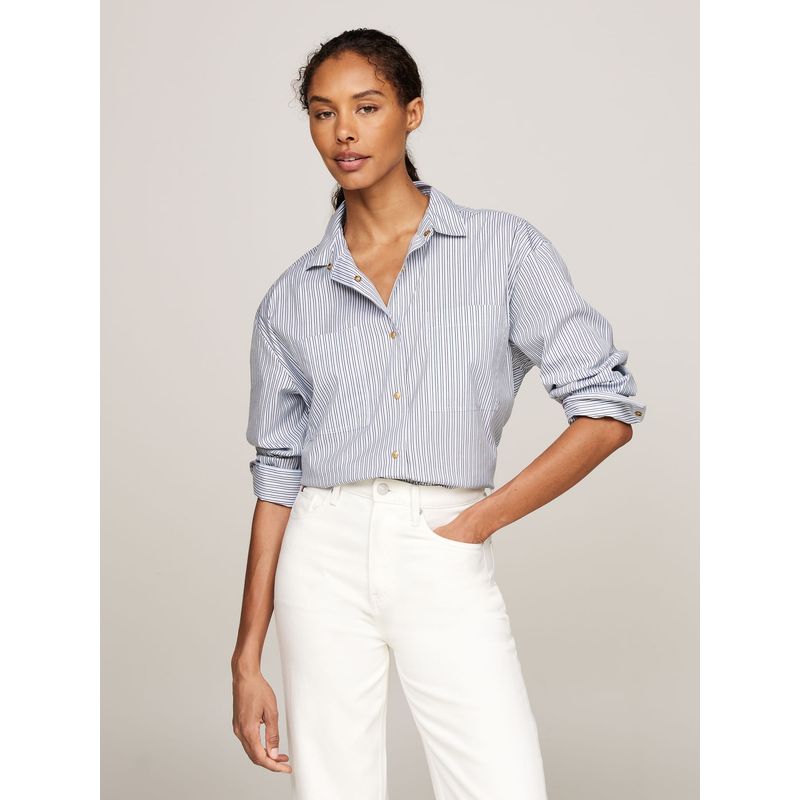 TOMMY HILFIGER - BLUSA IVY STRIPE CO MIX LOOSE SHIRT