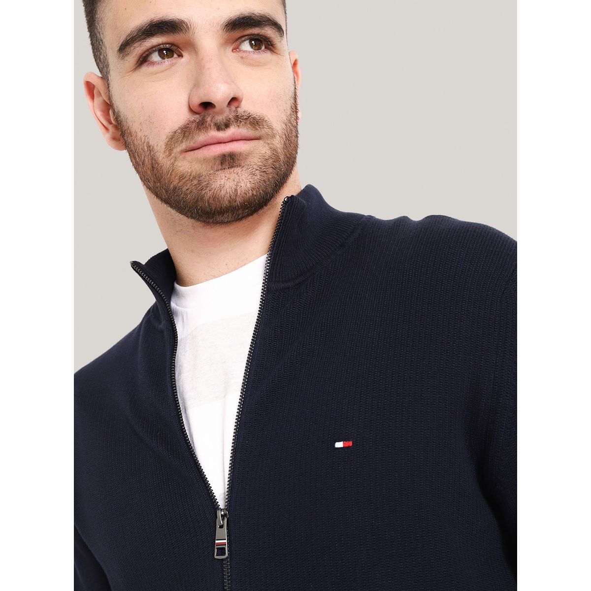 TOMMY HILFIGER - SWEATER CHAIN RIDGE STRUCTURE ZIP THRU