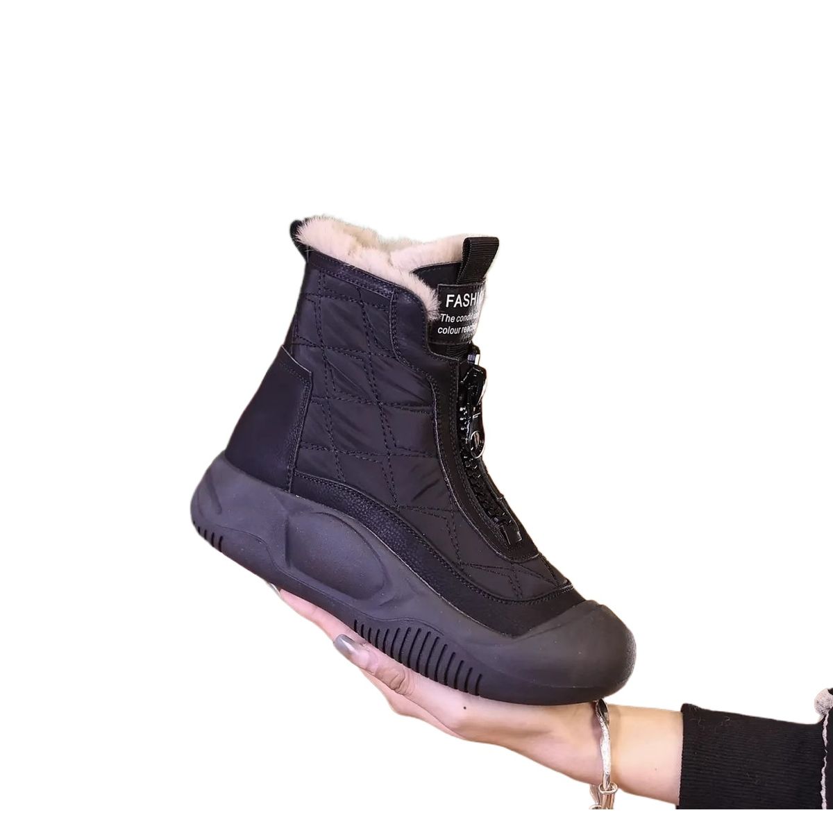 TIOZONEY - Botas de nieve largas de chiporro para mujer