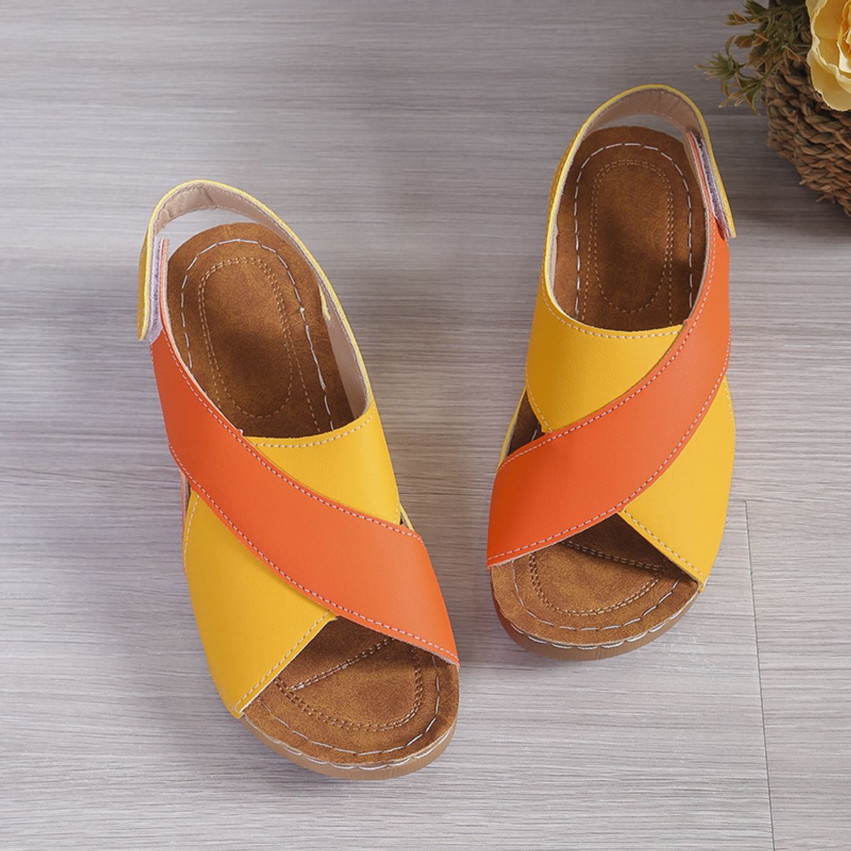 TIOZONEY - Sandalia Mujer -Naranja