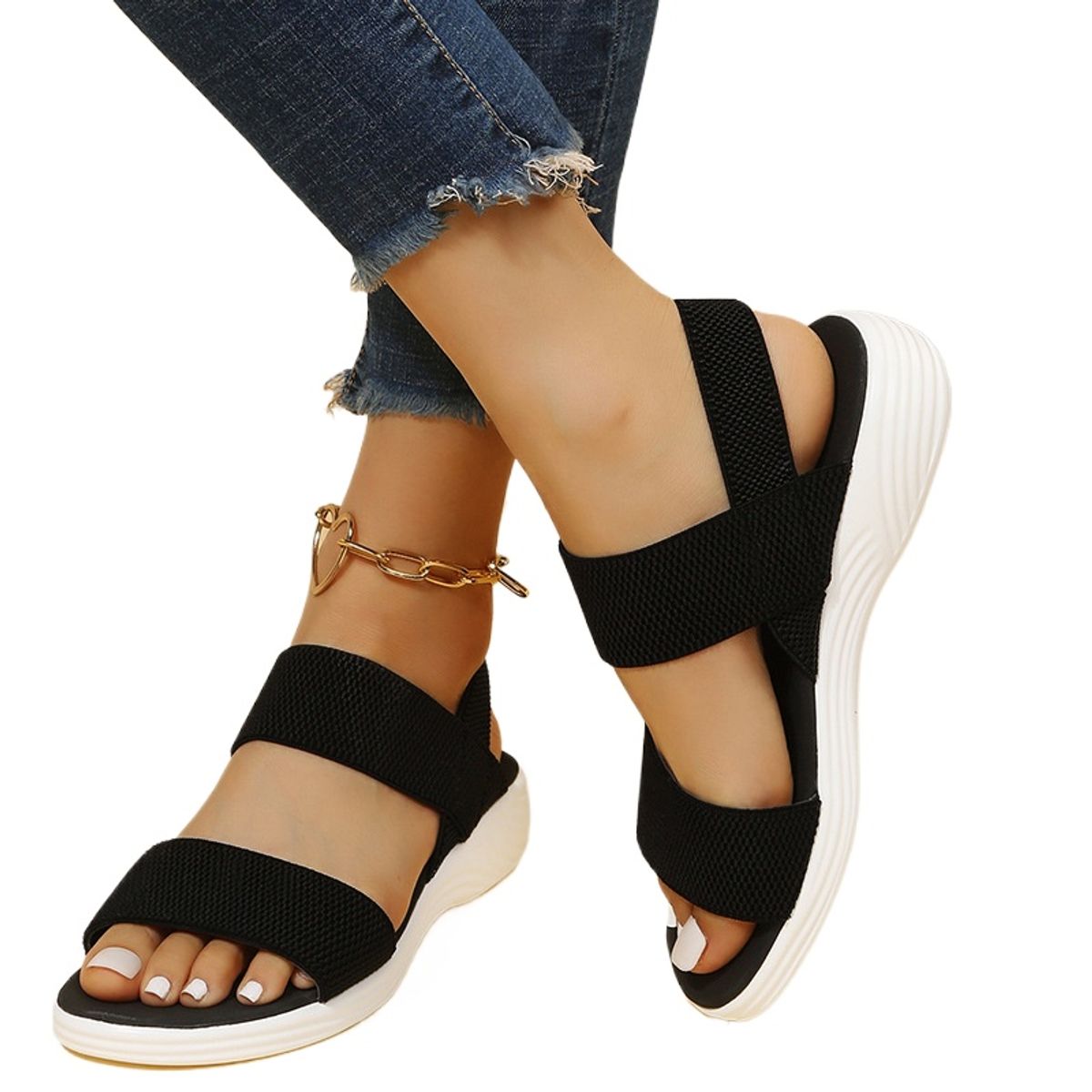 TIOZONEY - Sandalia Mujer -Negro