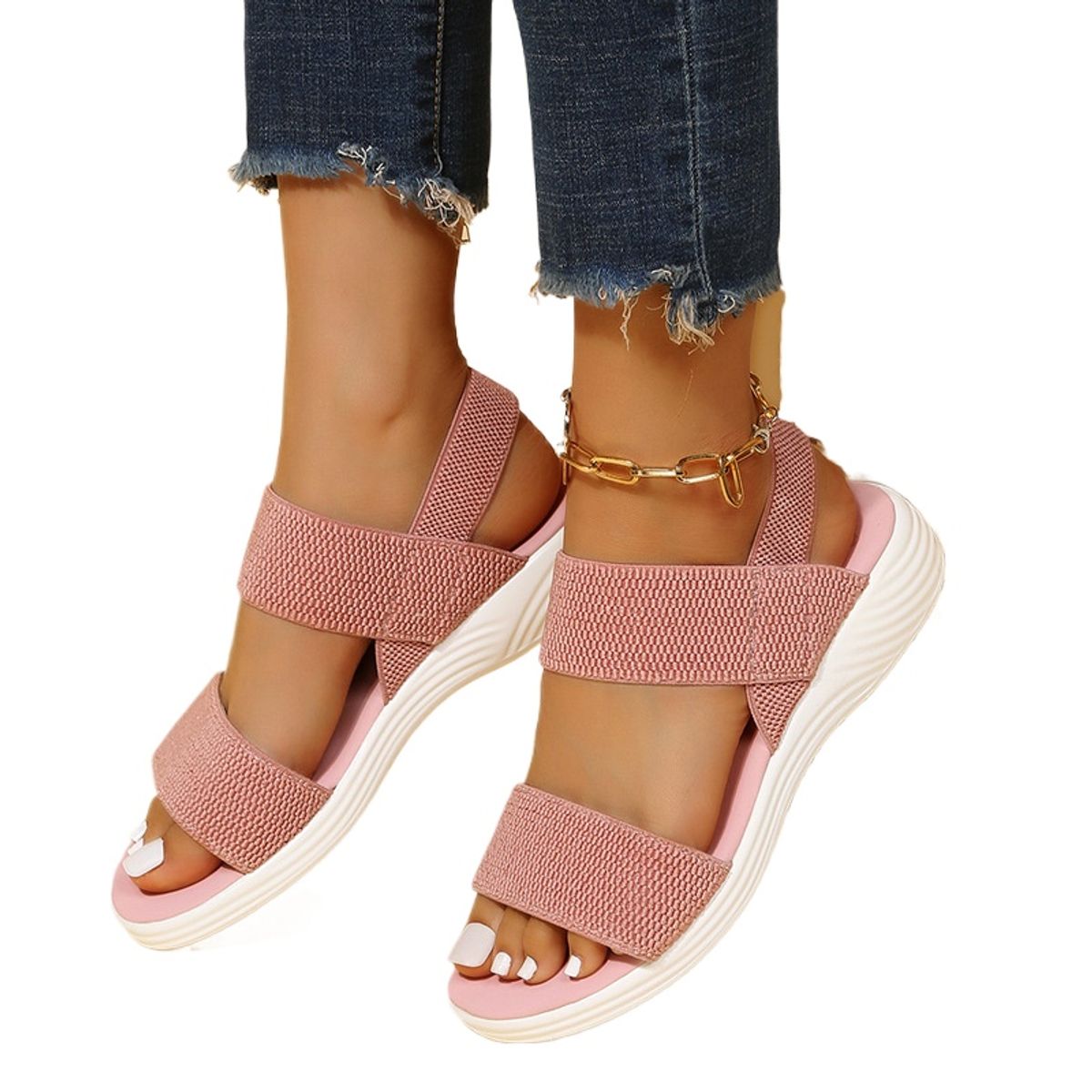 TIOZONEY - Sandalia Mujer -Rosa