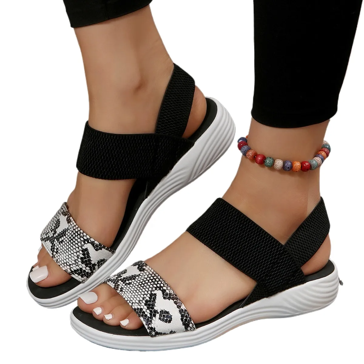 TIOZONEY - Sandalia Mujer -Negro