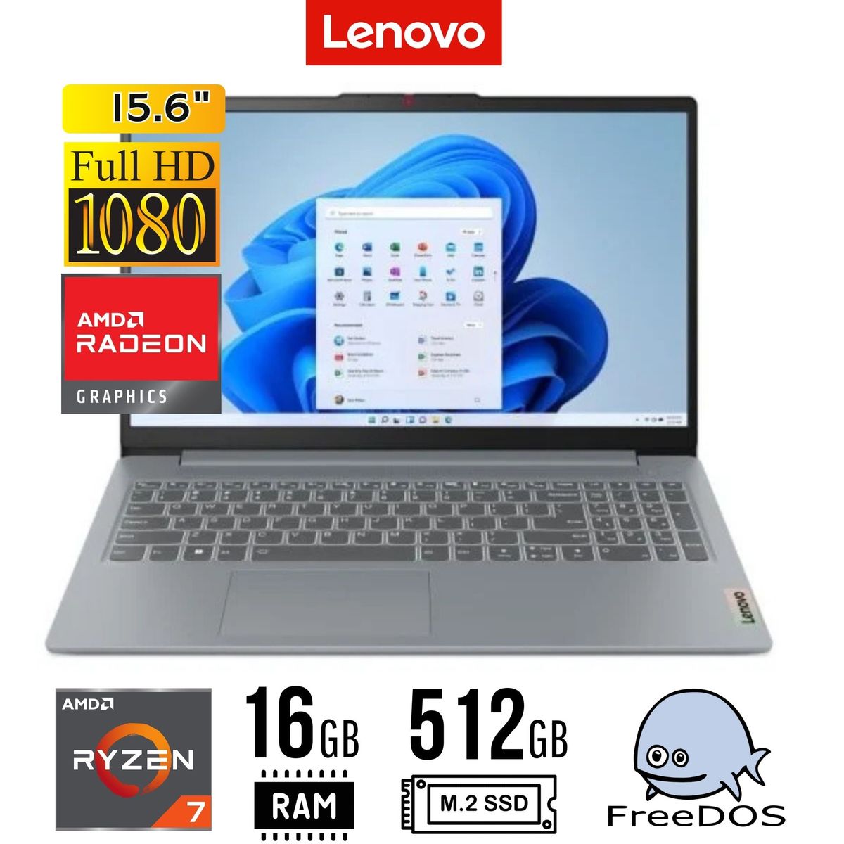 LENOVO - LAPTOP Lenovo IdeaPad Slim 3 15ABR8 15,6" FHD AMD R7 5825U 16GB DDR4 512GB SSD FreeDOS