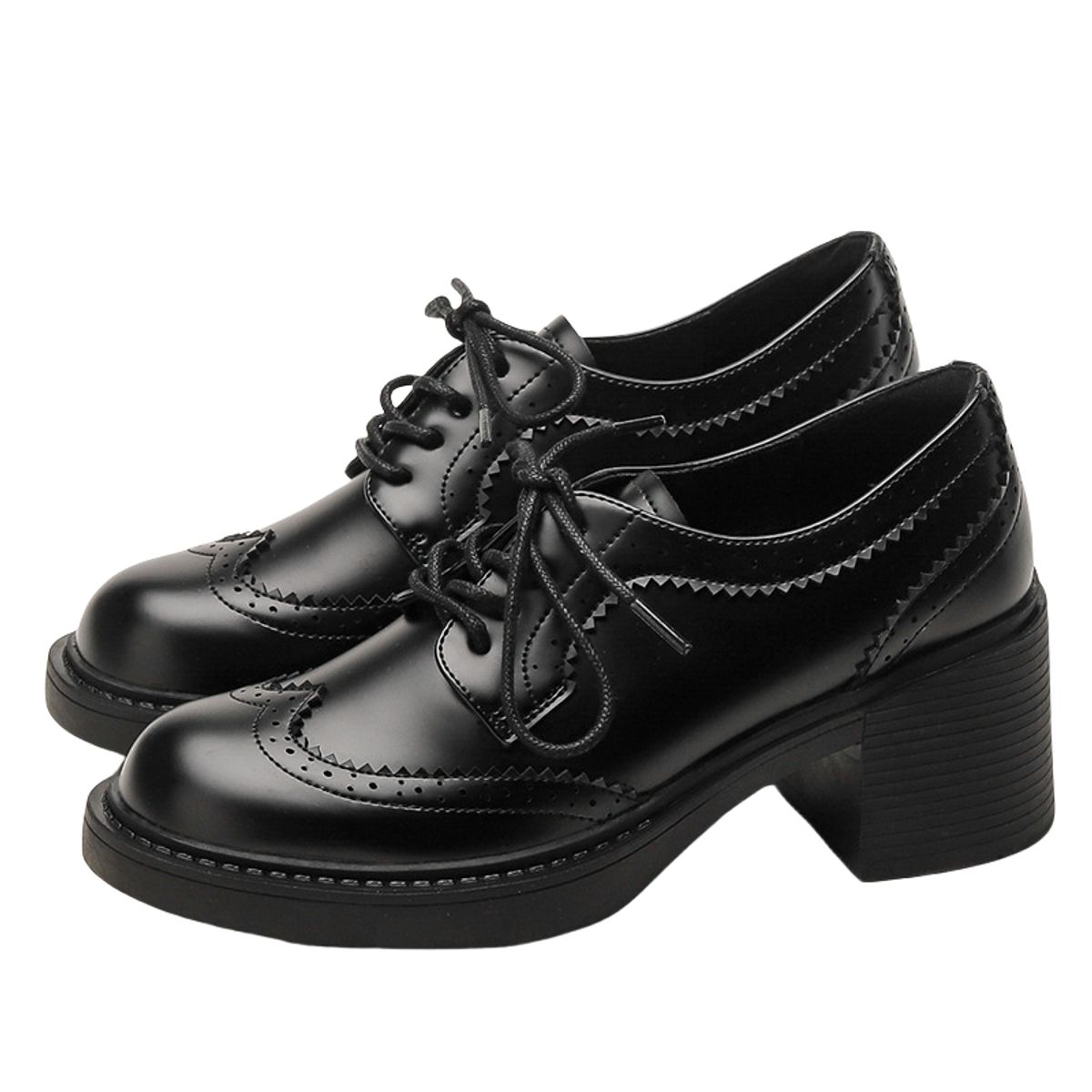 TIOZONEY - Zapatos de tacón grueso negros para mujer