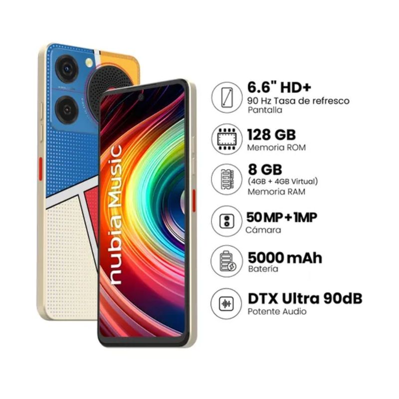 ZTE - Celular ZTE Nubia Music 66 128GB 4GB+4GB RAM Cámara 50MP  ART