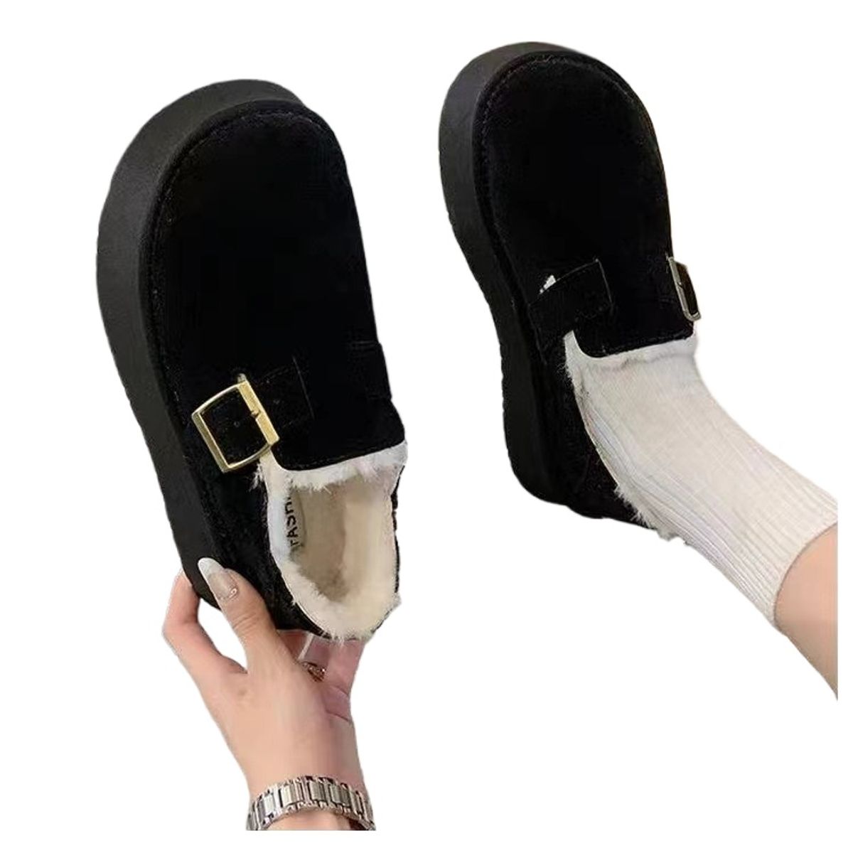 TIOZONEY - Botas de nieve cortas de felpa para mujer