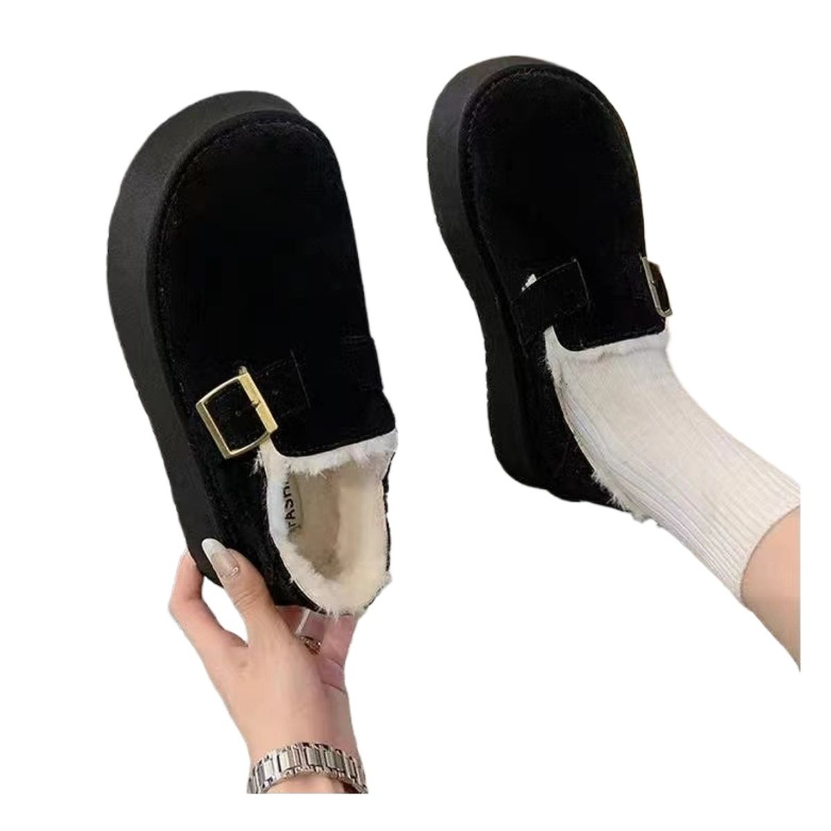 TIOZONEY - Botas de nieve cortas de felpa para mujer