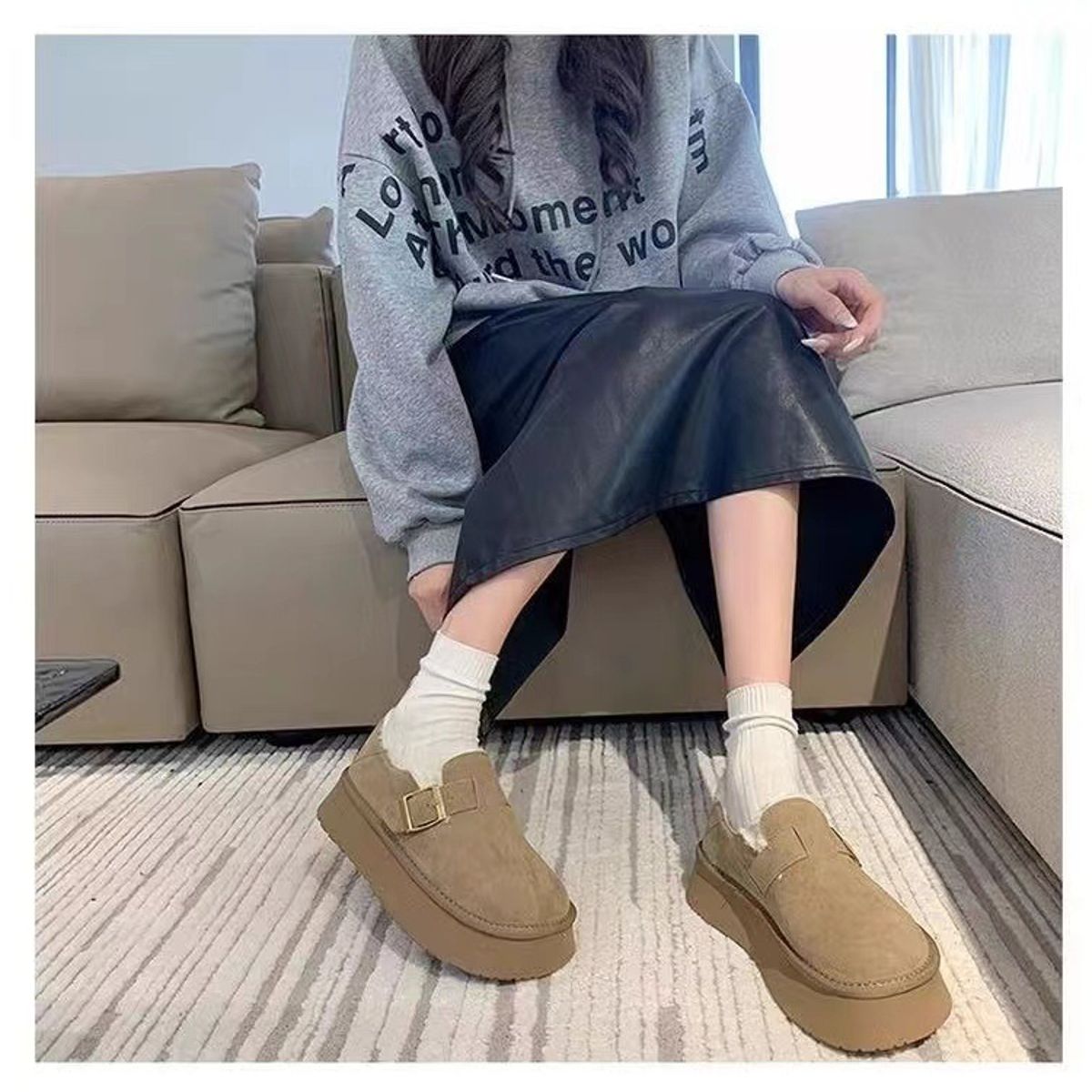 TIOZONEY - Botas de nieve cortas de felpa para mujer