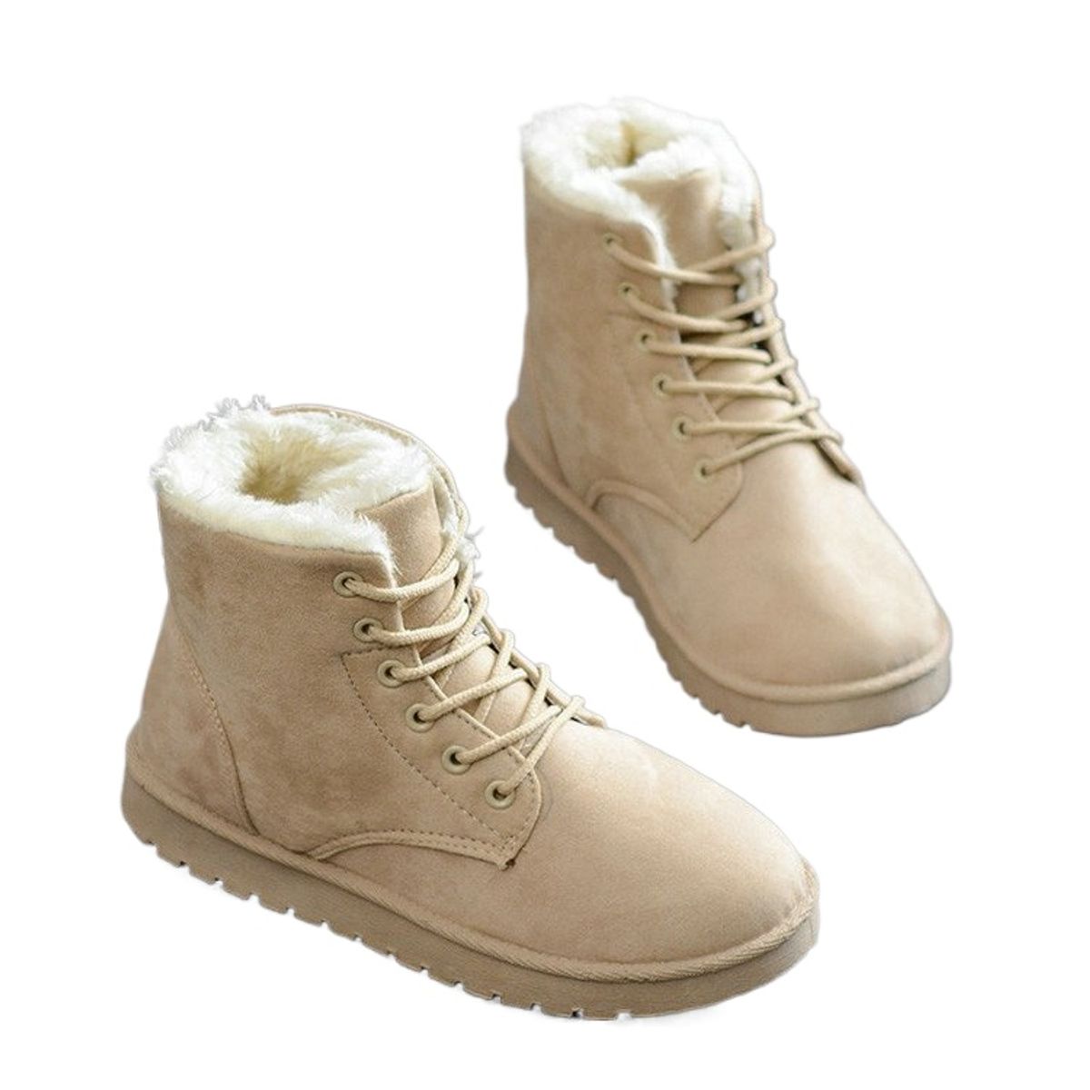 TIOZONEY - Botas de nieve cortas de felpa para mujer