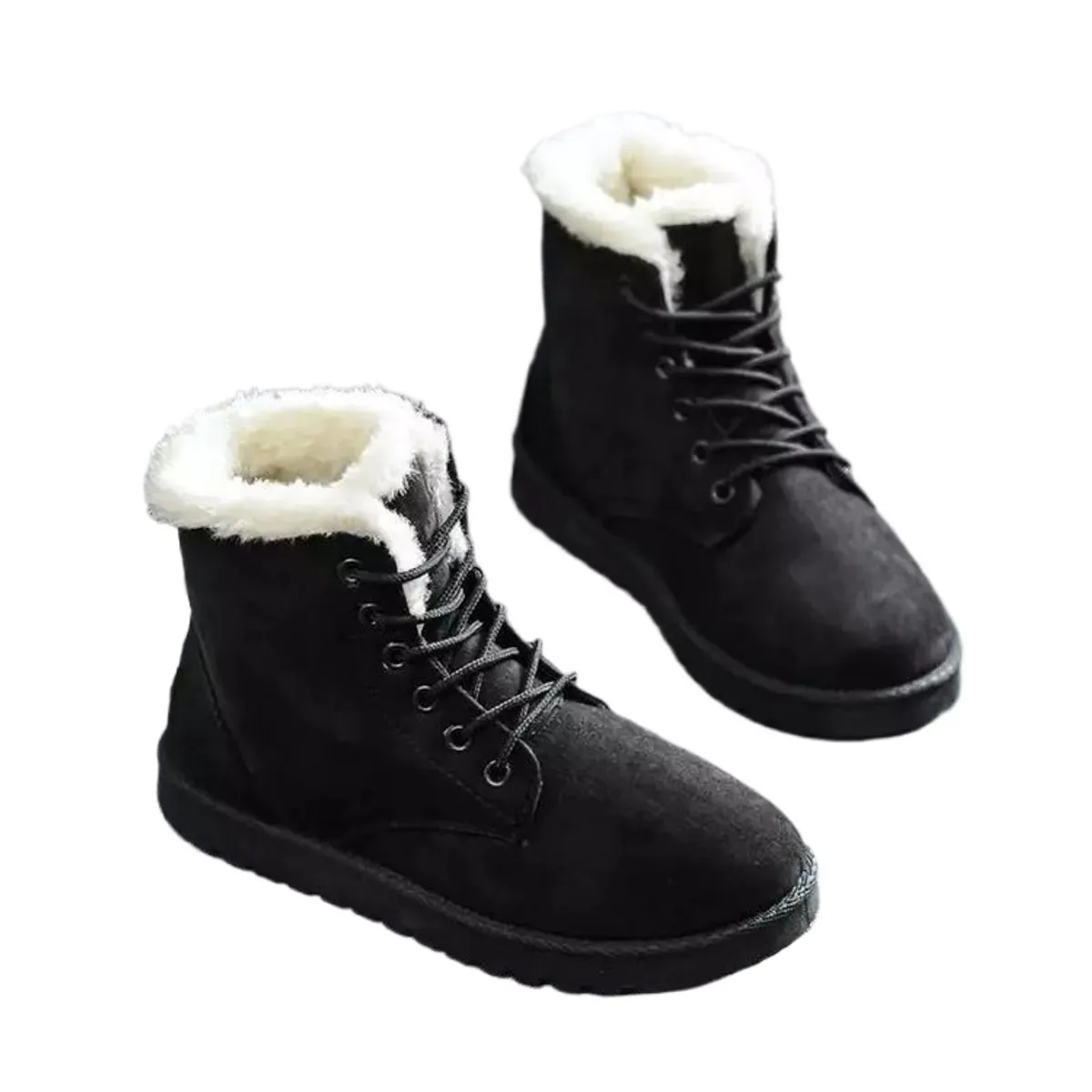 TIOZONEY - Botas de nieve cortas de felpa para mujer