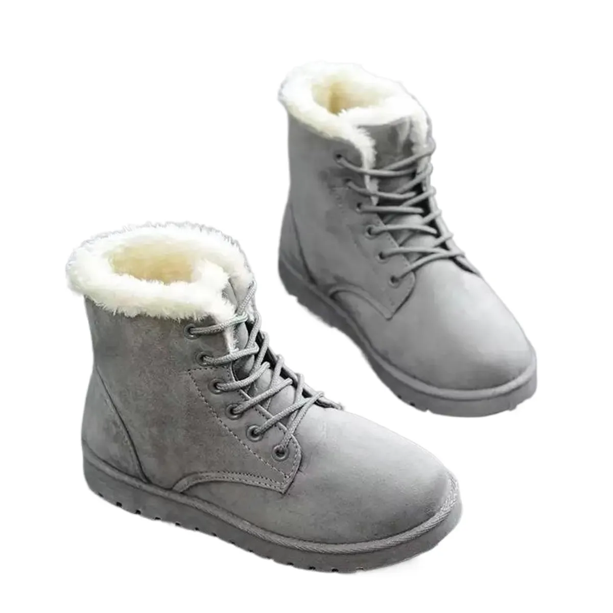 TIOZONEY - Botas de nieve cortas de felpa para mujer
