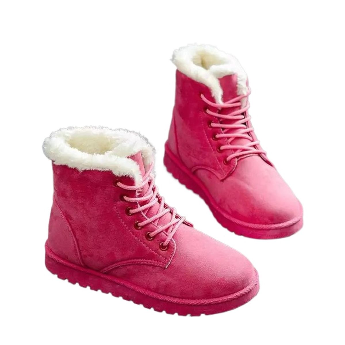 TIOZONEY - Botas de nieve cortas de felpa para mujer