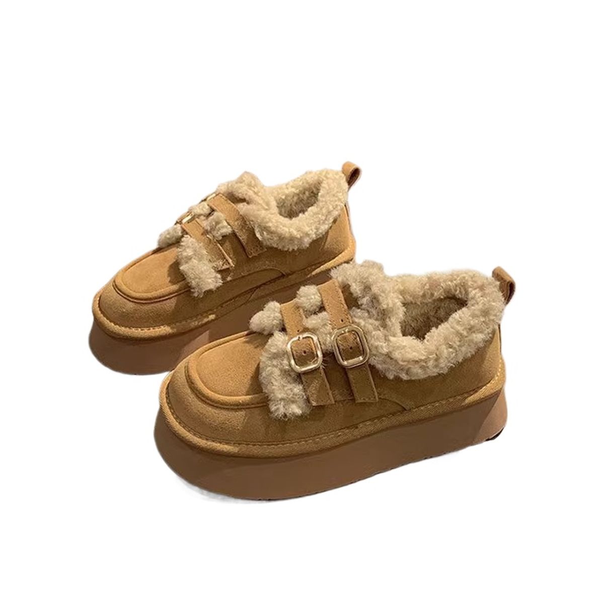 TIOZONEY - Botas de nieve cortas de felpa para mujer