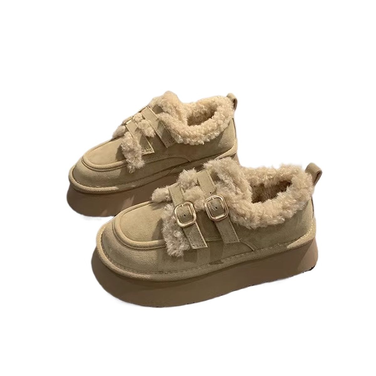 TIOZONEY - Botas de nieve cortas de felpa para mujer