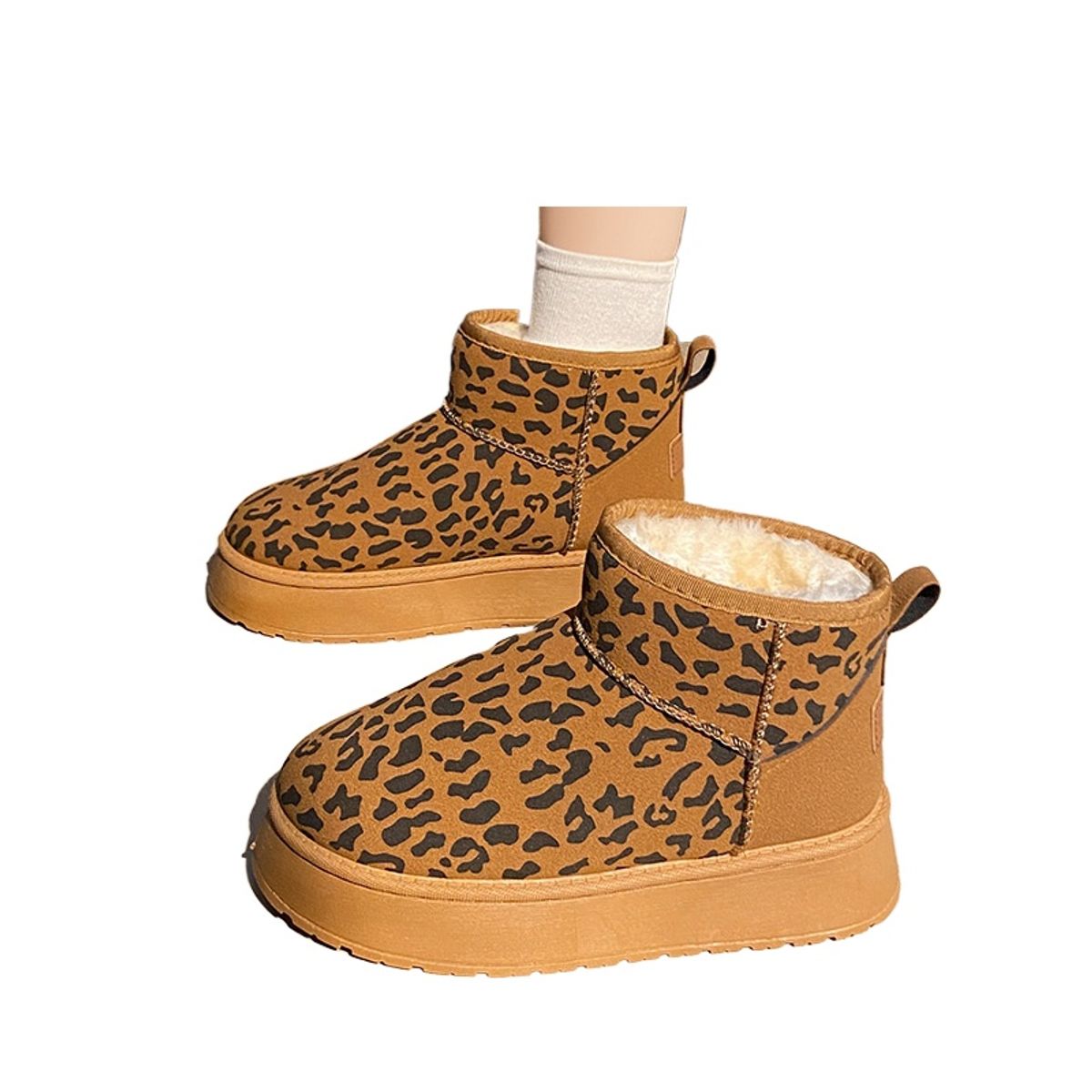 TIOZONEY - Botas de nieve cortas de felpa para mujer