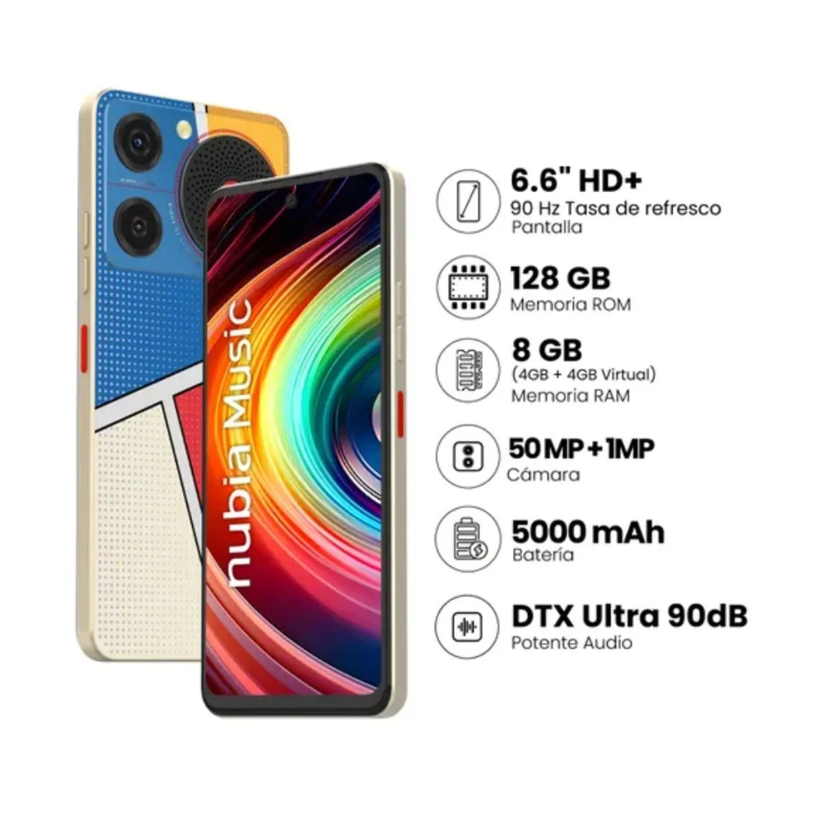 ZTE - Celular ZTE Nubia Music 66 128GB 4GB+4GB RAM Cámara 50MP  ART