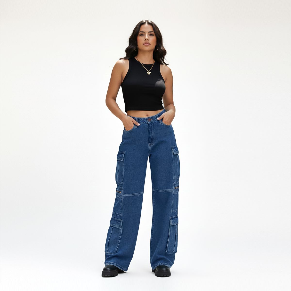 COTTON'S JEANS - Jean cargo para mujer Cottons Jeans Estefani