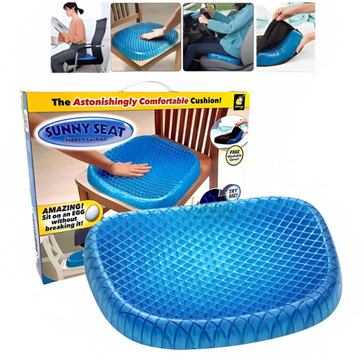 GENERICO - Asiento Cojin Gel Ortopédico Transpirable con funda