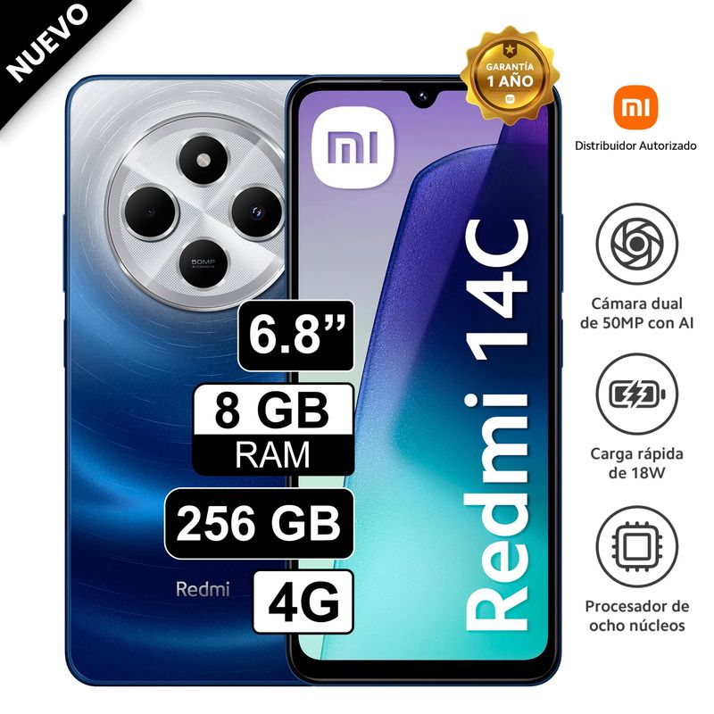 REDMI - Celular Xiaomi Redmi 14C 8GB 256GB - 50MP Cámara Dual SIM - Starry Blue