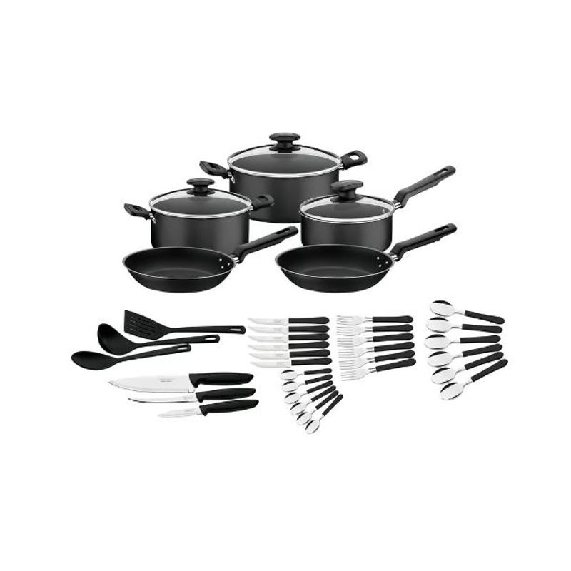 TRAMONTINA - Juego de Ollas 38 Piezas Antiadherente Victoria Tramontina NEGRO