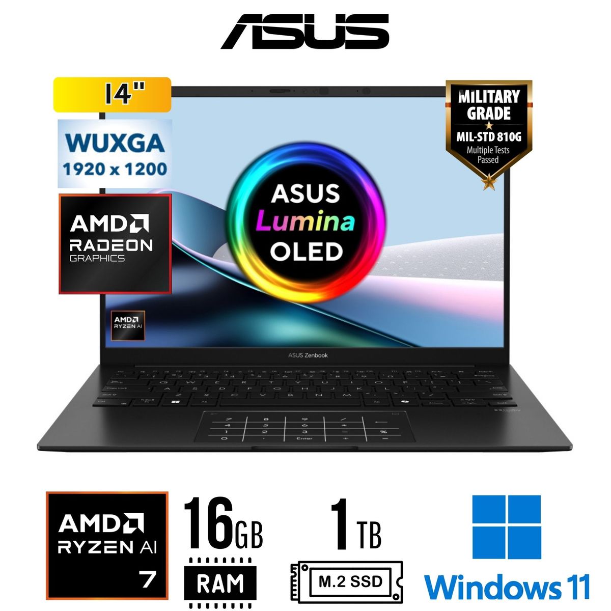 ASUS - LAPTOP ASUS UM3406KA-QD092W 14" WUXG AMD Ryzen AI 7 16GB LPDDR5 1TB SSD Win11