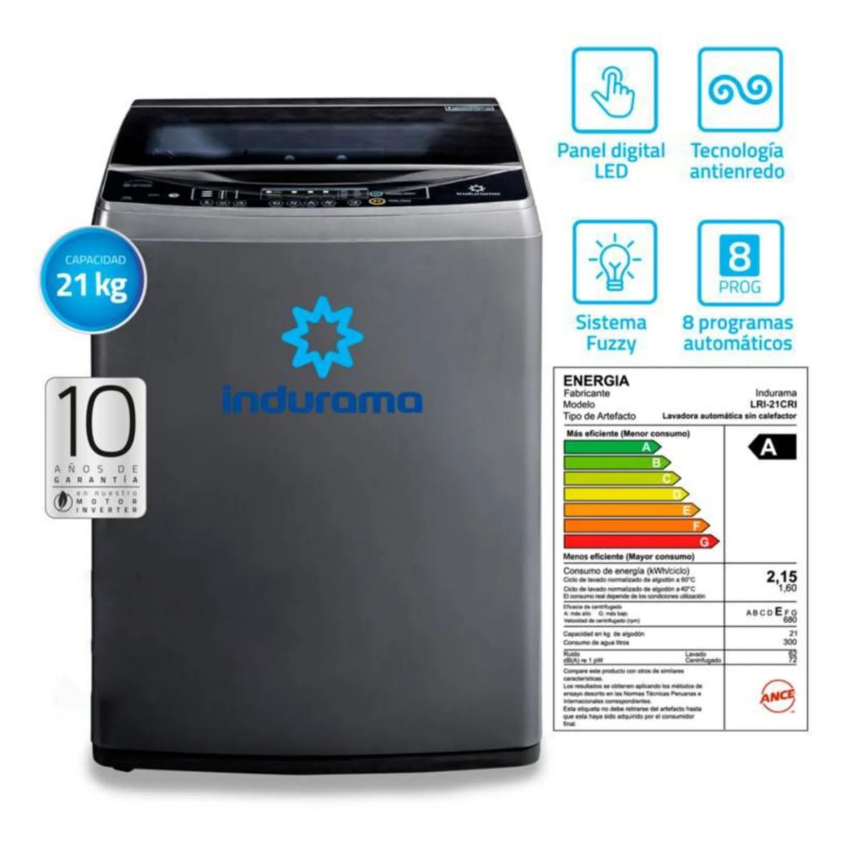 INDURAMA - LAVADORA INDURAMA LRI-21CRI