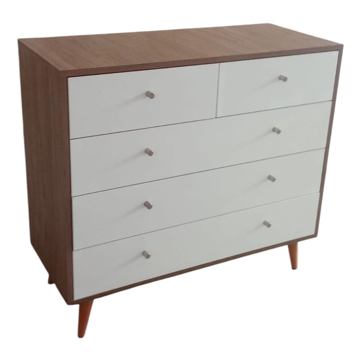 GENERICO - Comoda Castaño 5 Gavetas / Estilo Vintage